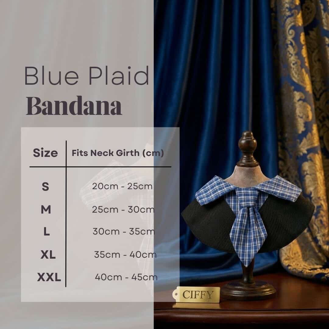 Size chart for Blue Plaid Bandana