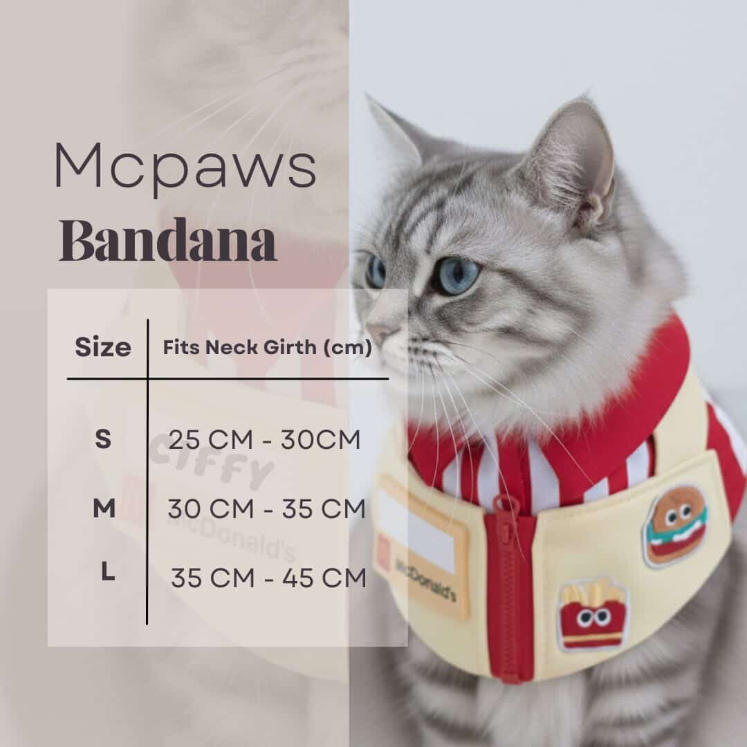 Size chart for Snack Time Bandana