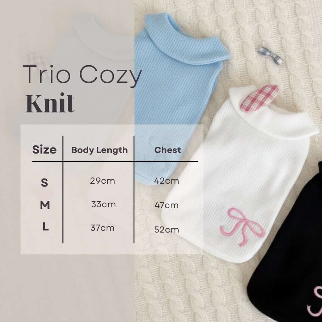 Size chart for Trio Cozy Knit